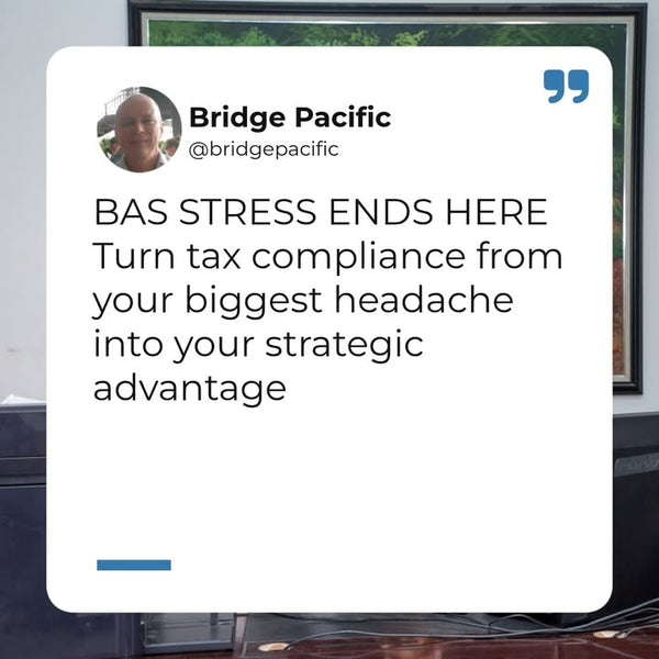 Feeling overwhelmed by BAS lodgement? You're not alone.

Here's how we break it down:

1. Gather all sales and purchase documentation
2. Reconcile you